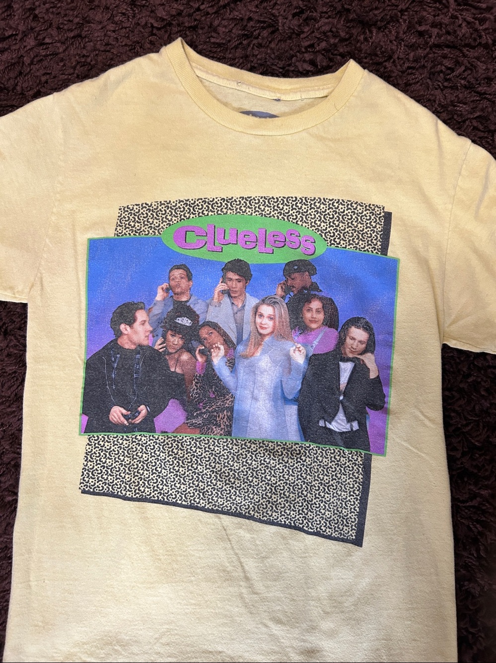 Clueless Graphic Crewneck T-Shirt in Pale Yellow